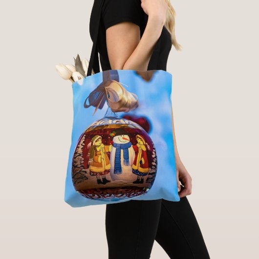 Snowman Kerstbal Tote Bag (Dichtbij)