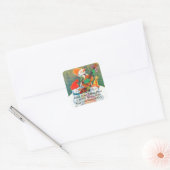 Snowman kerstband adreslabel vierkante sticker (Envelop)
