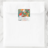 Snowman-kerstband en  cadeauLabel Vierkante Sticker (Tas)