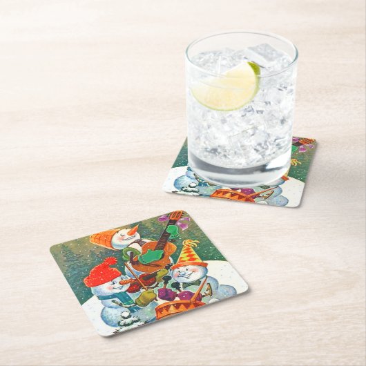  Snowman-kerstband Kartonnen Onderzetters (Insitu)