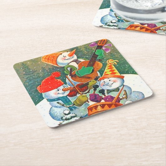  Snowman-kerstband Kartonnen Onderzetters (Schuin)