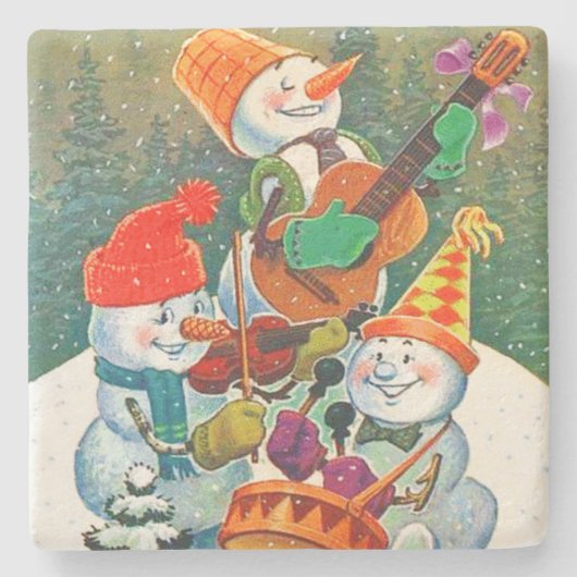  Snowman-kerstband Stenen Onderzetter (Voorkant)