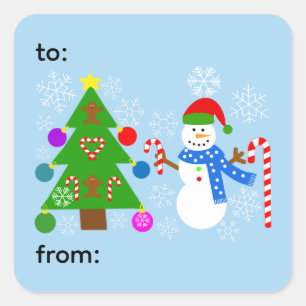 Snowman & kerstboom 2-3 stickers