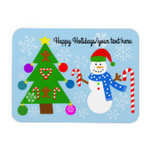 Snowman & kerstboom #2 Magnet Magneet (Horizontaal)