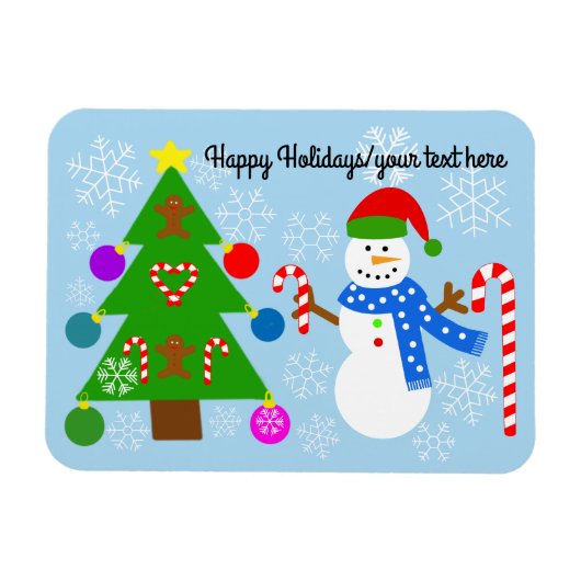Snowman & kerstboom #2 Magnet Magneet (Horizontaal)