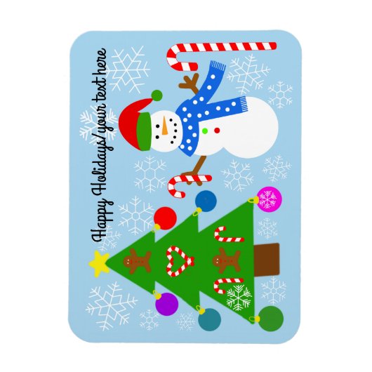 Snowman & kerstboom #2 Magnet Magneet (Verticaal)