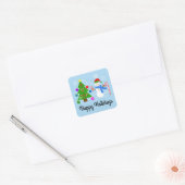 Snowman & kerstboom #2 Trekkers Vierkante Sticker (Envelop)