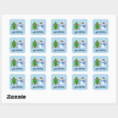 Snowman & kerstboom #2 Trekkers Vierkante Sticker (Vel)