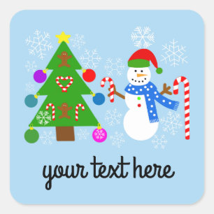 Snowman & kerstboom #2 Trekkers Vierkante Sticker