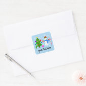 Snowman & kerstboom #2 Trekkers Vierkante Sticker (Envelop)