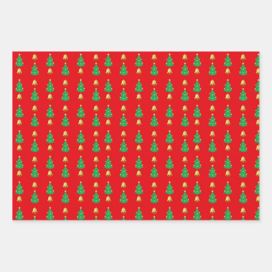 Snowman, kerstboom, bellen en sneeuwvlokken inpakpapier vel (Voorkant 3)