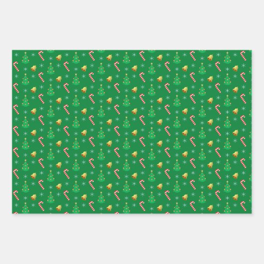 Snowman, kerstboom, bellen en sneeuwvlokken inpakpapier vel (Voorkant 2)