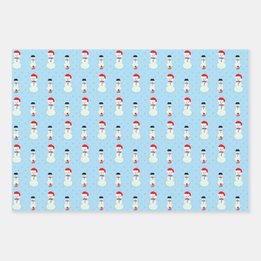 Snowman, kerstboom, bellen en sneeuwvlokken inpakpapier vel (Voorkant)