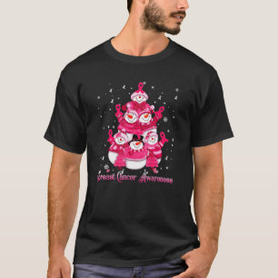 Snowman-kerstboom borstkankerbewustzijn t-shirt