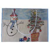Snowman & kerstboom Gift Bag Groot Cadeauzakje (Achterkant)