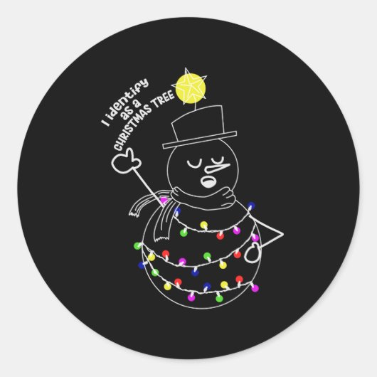 Snowman-kerstboom Ronde Sticker (Voorkant)