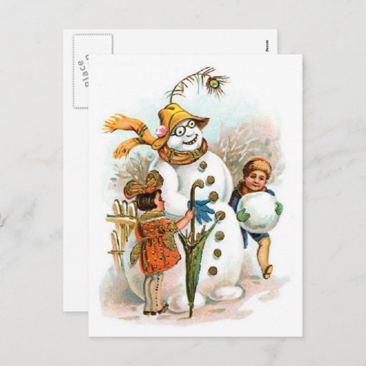  Snowman-kerstBriefkaart Feestdagenkaart (Voorkant / Achterkant)