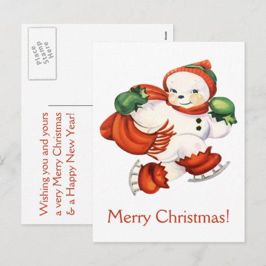 Snowman-kerstBriefkaart Feestdagenkaart (Voorkant / Achterkant)