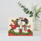 Snowman-kerstBriefkaart Feestdagenkaart (Staand voorkant)