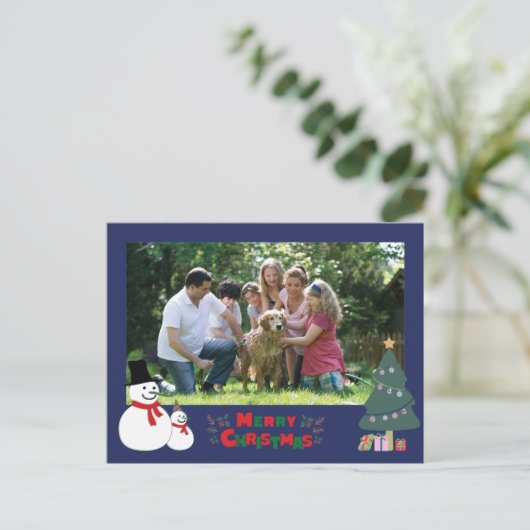 Snowman kerstcadeaudag briefkaart (Staand voorkant)