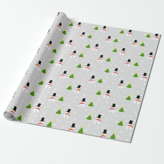 Snowman-kerstcadeaupapier Cadeaupapier (Uitgerold)