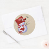 Snowman-kerstcadeautags Ronde Sticker (Envelop)