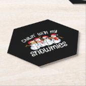 Snowman Kerstchillin met mijn neushoorns Kartonnen Onderzetters (Schuin)