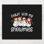 Snowman Kerstchillin met mijn neushoorns Sparkling Wijnetiket (Enkel label)