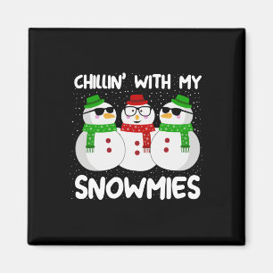 Snowman Kerstchillin met mijn Snowmies Ugly Gi Magneet