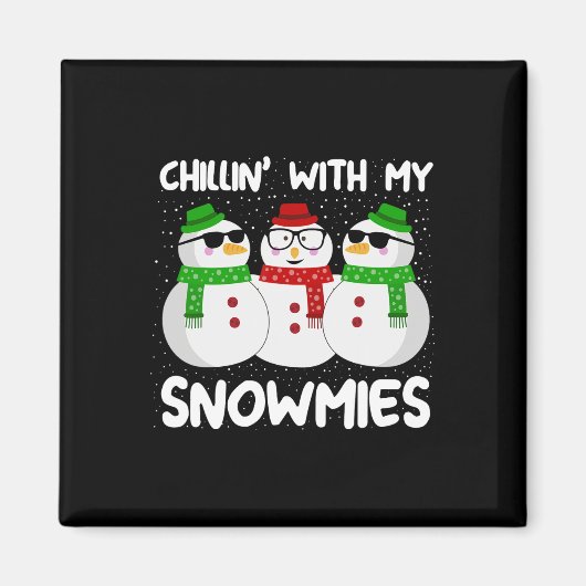 Snowman Kerstchillin met mijn Snowmies Ugly Gi Magneet (Voorkant)