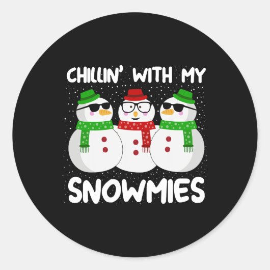 Snowman Kerstchillin met mijn Snowmies Ugly Gi Ronde Sticker (Voorkant)