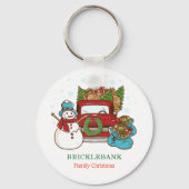 Snowman-kerstfamilie op maat sleutelhanger (Voorkant)