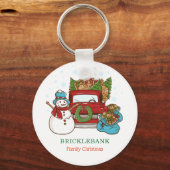 Snowman-kerstfamilie op maat sleutelhanger (Voorkant)