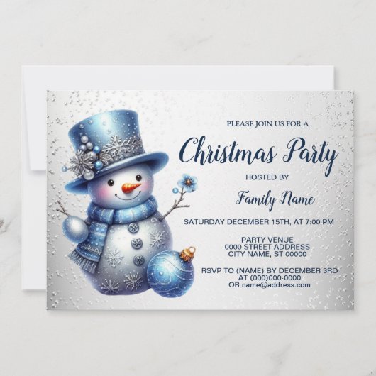 Snowman Kerstfeest Elegante Winter Feestdagen Kaart (Voorkant)