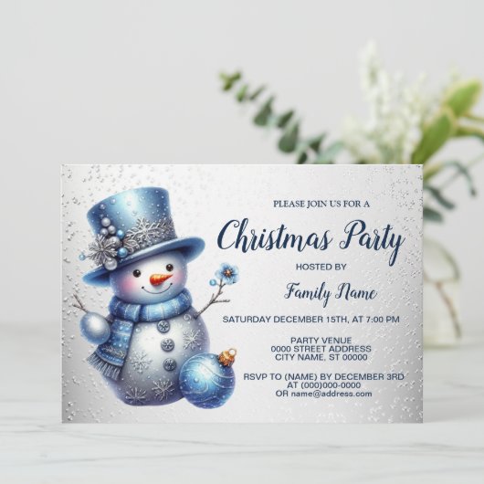 Snowman Kerstfeest Elegante Winter Feestdagen Kaart (Staand voorkant)