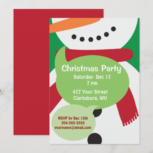 Snowman-kerstfeest Kaart (Voorkant / Achterkant)