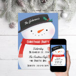 Snowman-kerstfeest Kaart<br><div class="desc">Geïllustreerde sneeuwpop met zwart pet en rode sjaal</div>
