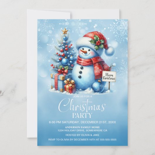 Snowman-kerstfeest Kaart (Voorkant)