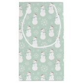 Snowman-kerstfeest met fel groen patroon klein cadeauzakje (Achterkant)