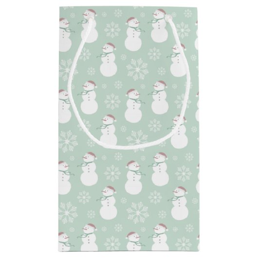 Snowman-kerstfeest met fel groen patroon klein cadeauzakje (Achterkant)