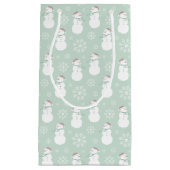 Snowman-kerstfeest met fel groen patroon klein cadeauzakje (Voorkant)