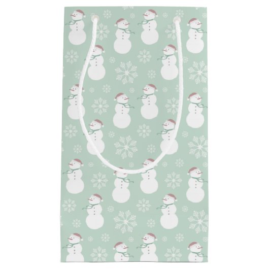 Snowman-kerstfeest met fel groen patroon klein cadeauzakje (Voorkant)