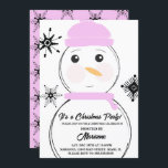 Snowman Kerstfeest Roze Scarf Pet Uitnodiging<br><div class="desc">Kerstfeest Uitnodiging met kerstsnowman-illustratie en snowflakes</div>