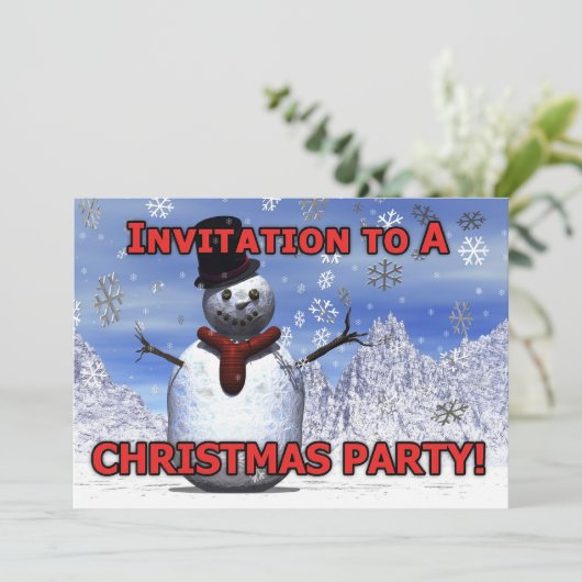 Snowman Kerstfeest uitnodiging (Staand voorkant)