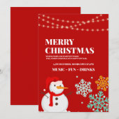 Snowman kerstfeest uitnodiging, kerstavond kaart (Voorkant / Achterkant)