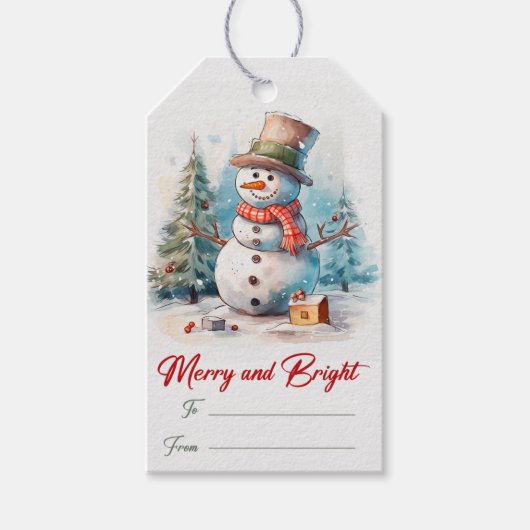 Snowman Kerstfeestdag Cadeaulabel (Voorkant)
