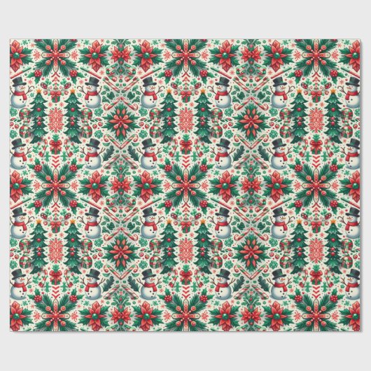Snowman Kerstfeestdag Cadeaupapier (Vlak)