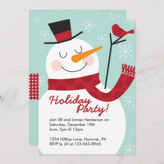 Snowman-kerstfeestdagen Kaart (Voorkant / Achterkant)