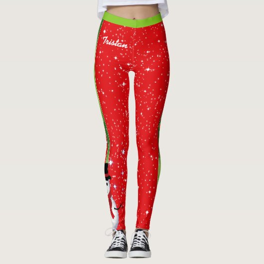 Snowman-kerstFeestdagen met Jouw naam Leggings (Voorkant)