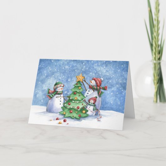 Snowman-kerstfeestkaart Feestdagen Kaart (Voorkant)